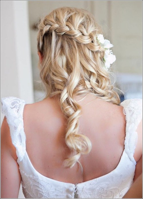 wedding hairstyle with waterfall braid