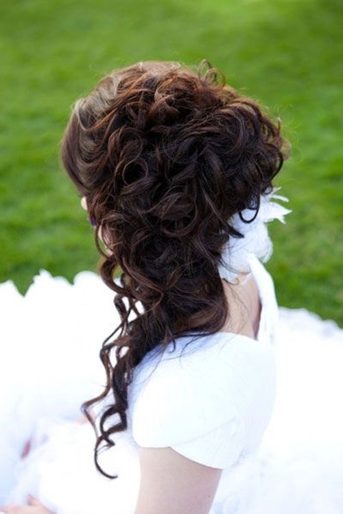 curly bridal updo for long hair