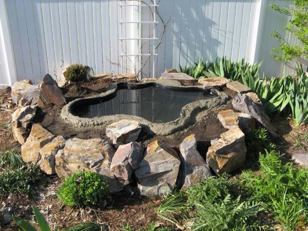 Stones and Pond Backfilled, Mortar Rim Added