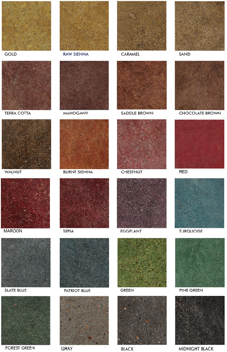Polished Concrete Floors Color Chart  Stained Polished Concrete Color Chart Polished Concrete Color Chart