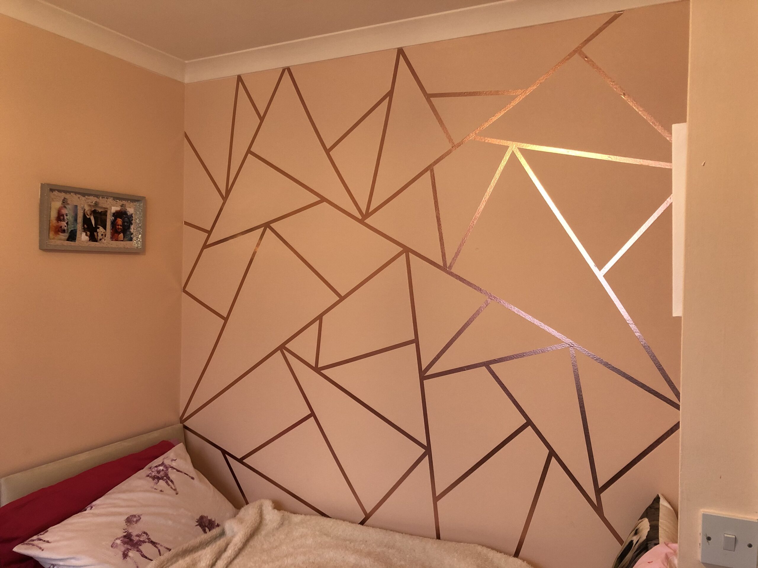 Gold washi tape wall decor for bedroom - 11 WONDERFUL WASHI TAPE WALL
