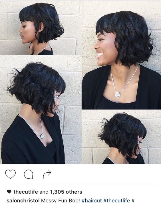 Messy Lob with Bangs