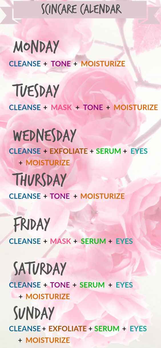 makeup chart skincare calendar