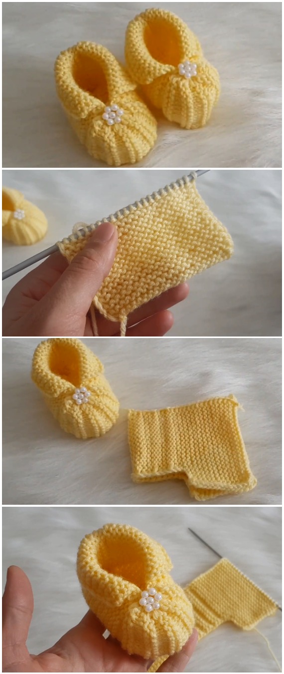 Easy To Make Baby Booties With Pearls