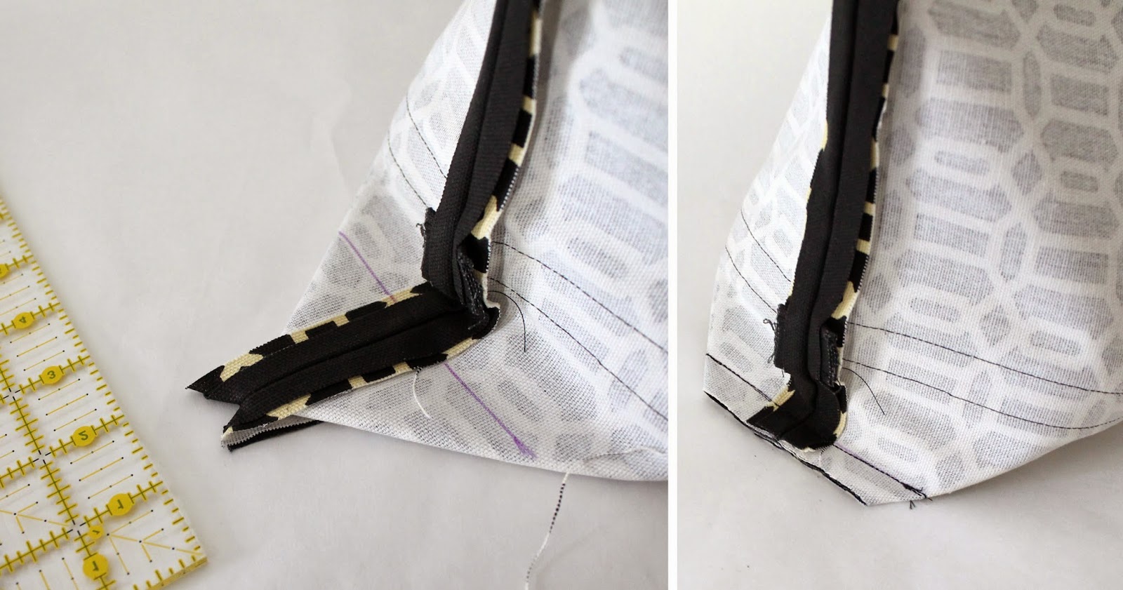 Tutorial: Lined Canvas Tote | Step by step directions how to sew a fully lined, canvas Tote Bag with an outer pocket and a reinforced bottom, including full cutting dimensions. | The Inspired Wren.