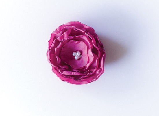 flower pin, satin flower, satin flower pin, pink flower pin